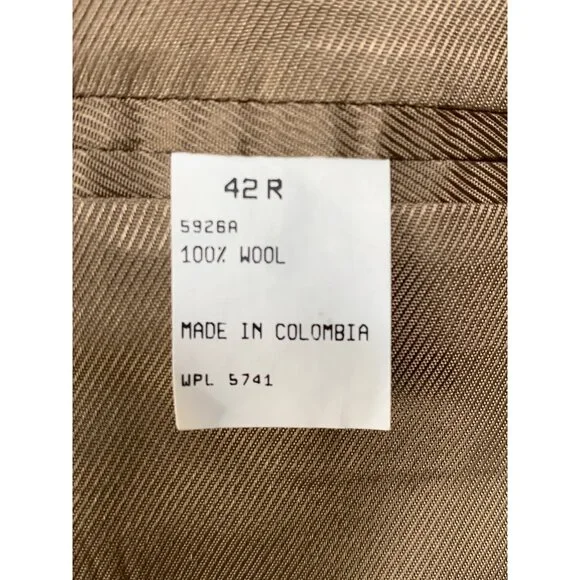Oscar De La Renta Mens Wool Blazer 42R Brown Houndstooth Tailored Jacket